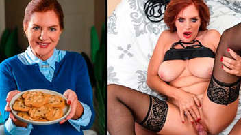 Зрелая рыжеволосая красотка ублажила молодого сексуального горячего парня