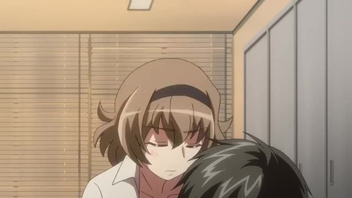 Блондиночка принимает в свою тугую киску большой член любовника в хентай