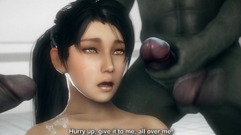 Прекрасная брюнетка из нового страстного аниме принимает в себя большие члены