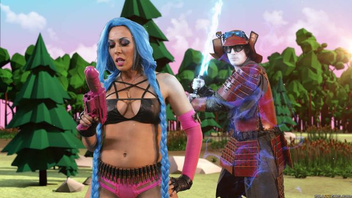 Страстная парочка в костюмах занимается безудержным жарким сексом