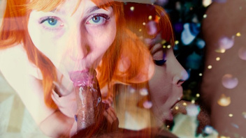 У  елочки пробует рыжую в ротик и письку