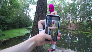 Сучку  в балаклаве отодрал в  лесу